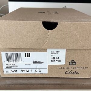 Clarks Cloudsteppers Breeze Step Natural Linen Slip On Shoes Size 9.5